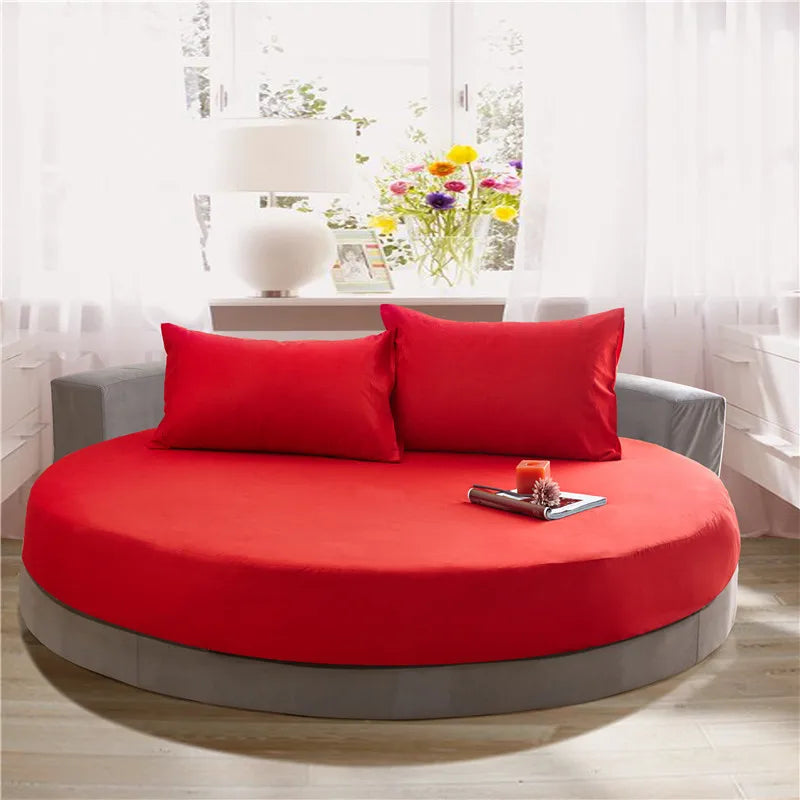 DecorBites™ Cotton Round Fitted Bed Sheet Set with Pillowcases