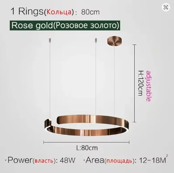 Modern Ring LED Pendant Light in Black or White