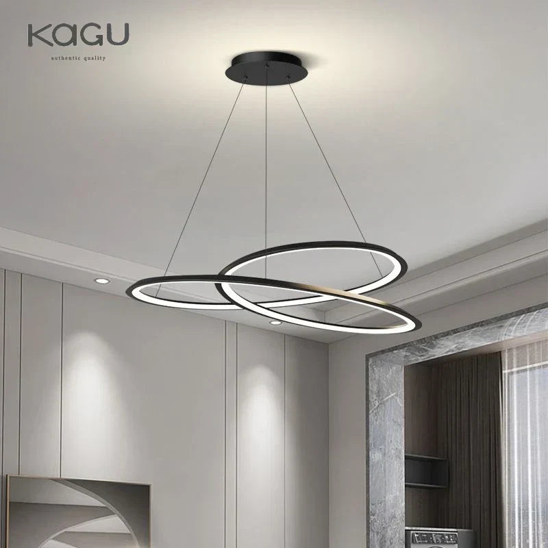 DecorBites™ Circular Black/White Chandelier for Living, Dining, and Kitchen Room