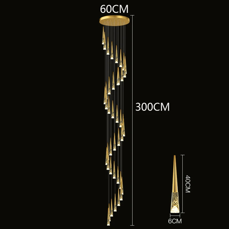 Modern Crystal Staircase Chandelier Pendant Light