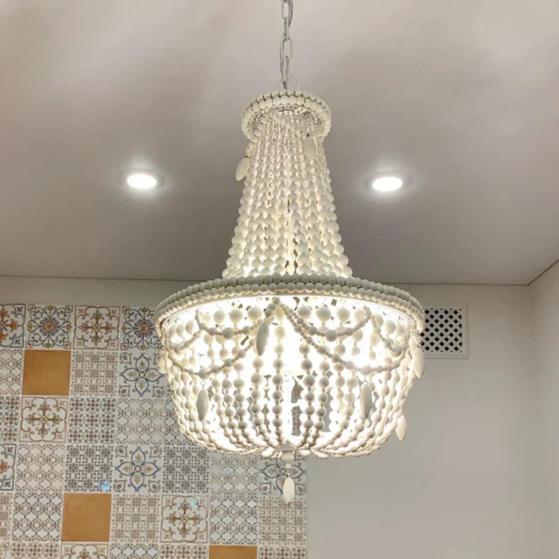 DecorBites™ French Country Wood Bead Chandelier: 3/5 Lights Princess Decorative Hanging Fixture