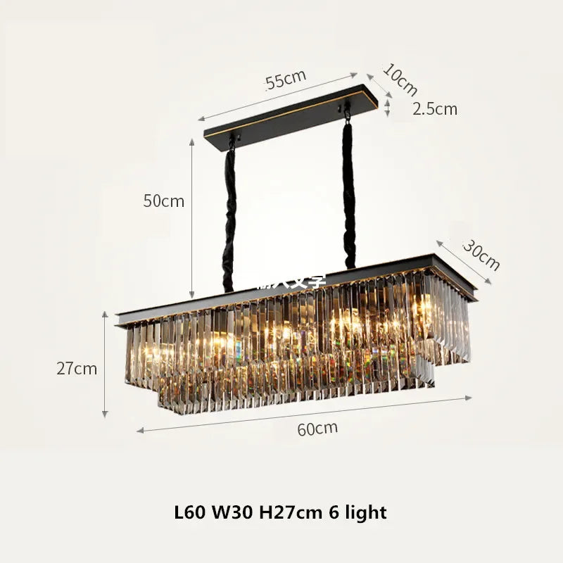 DecorBites™ مصابيح متدلية كريستالية ذهبية وسوداء معدنية، ثريات LED معلقة