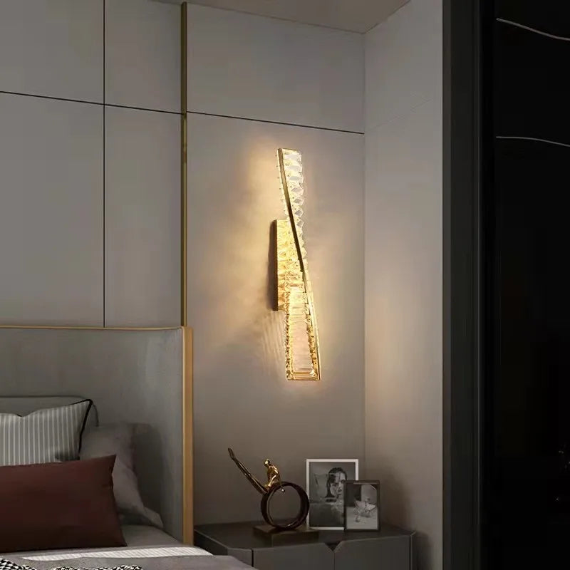 DecorBites™ Crystal Gold Wall Lamp Dimmable Steel Sconces Luxury Indoor Light Fixture