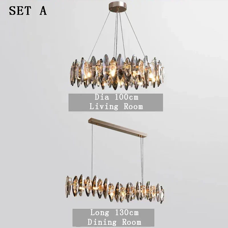 DecorBites™ كريستال 2024 ثريا إضاءة LED لغرفة الطعام والمعيشة