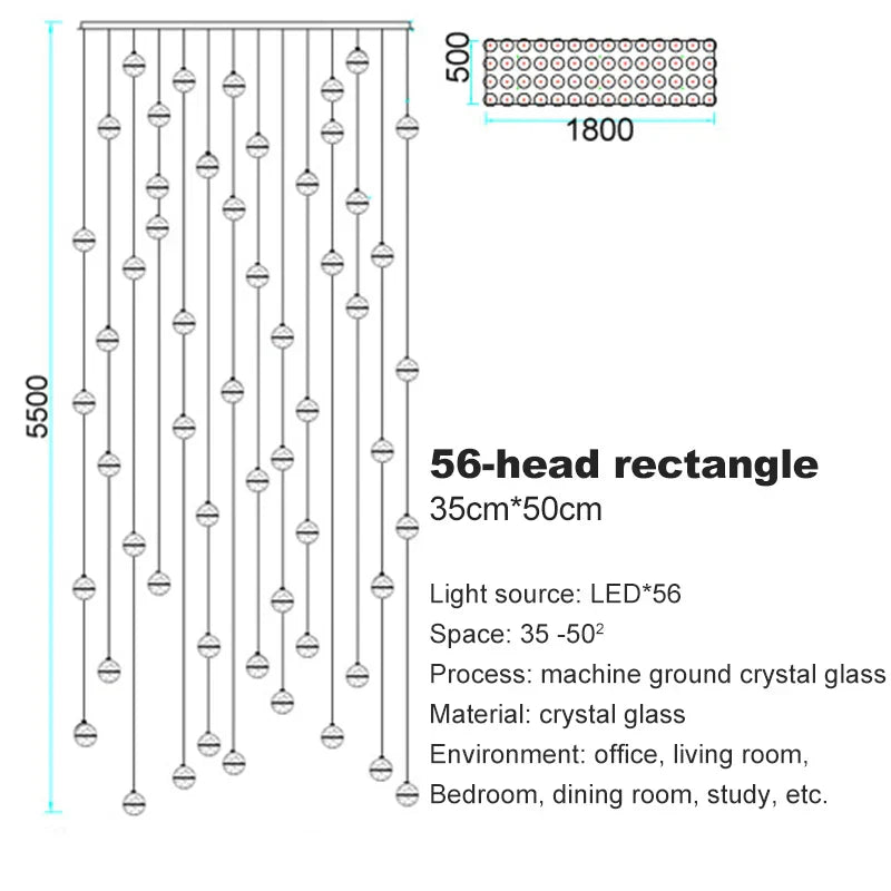 DecorBites™ Crystal Ceiling Chandelier for Staircase & Hallway, Elegant Long Cable Pendant Light