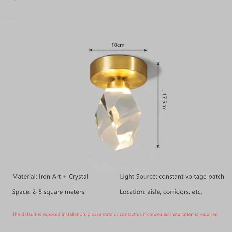DecorBites™ Crystal Entrance Ceiling Lamp: Modern Minimalist LED Balcony Light