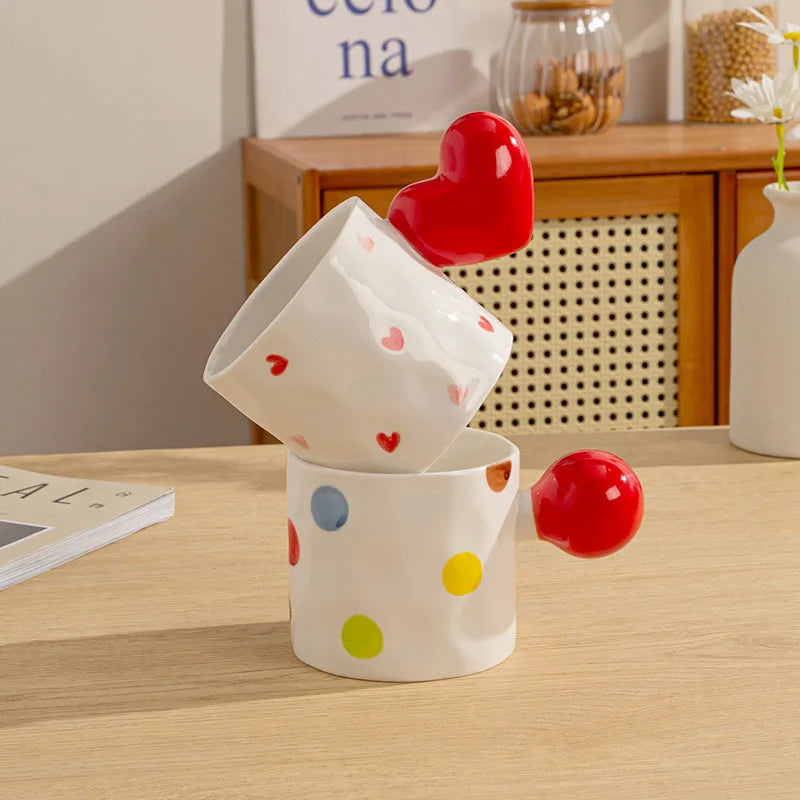 DecorBites™ Heart Design Ceramic Coffee Tea Cup Set