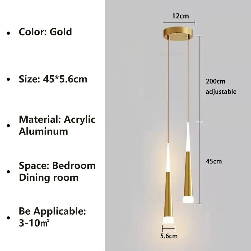 Nordic Black and Gold Aluminum Cord Pendant Light
