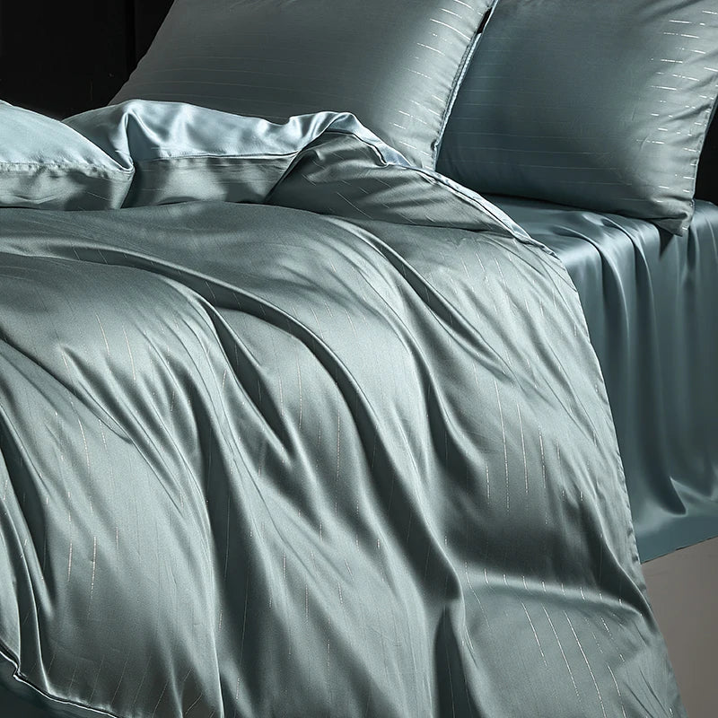 طقم سرير DecorBites™ من ألياف الأوكالبتوس الرمادي الداكن: غطاء لحاف ناعم وحريري، شرشف سرير، أغطية وسائد