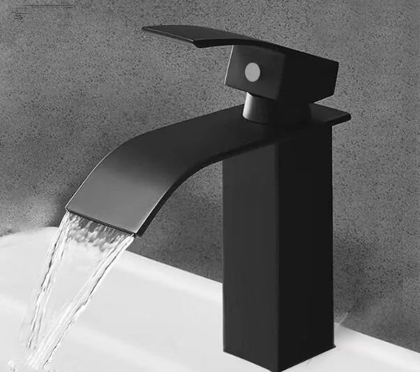 DecorBites™ Robinet de salle de bain doré : Robinet mitigeur cascade en laiton or rose pour lavabo