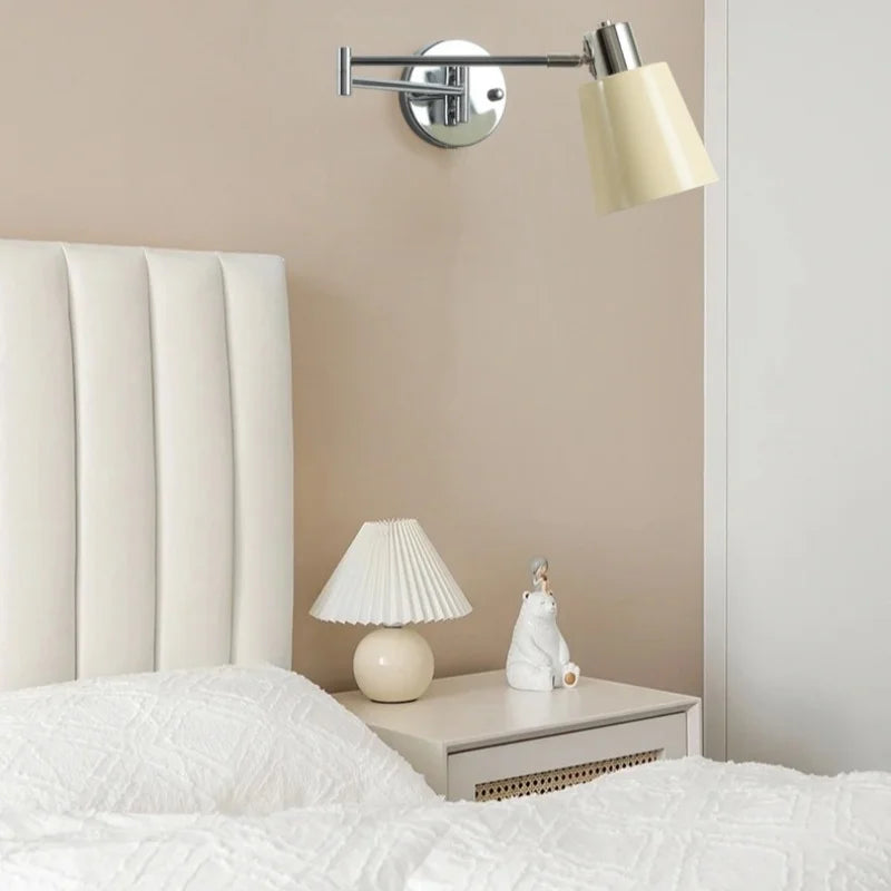 DecorBites™ Cream LED Swing Arm Wall Lamp for Living Room Bedroom Mirror Stair Light