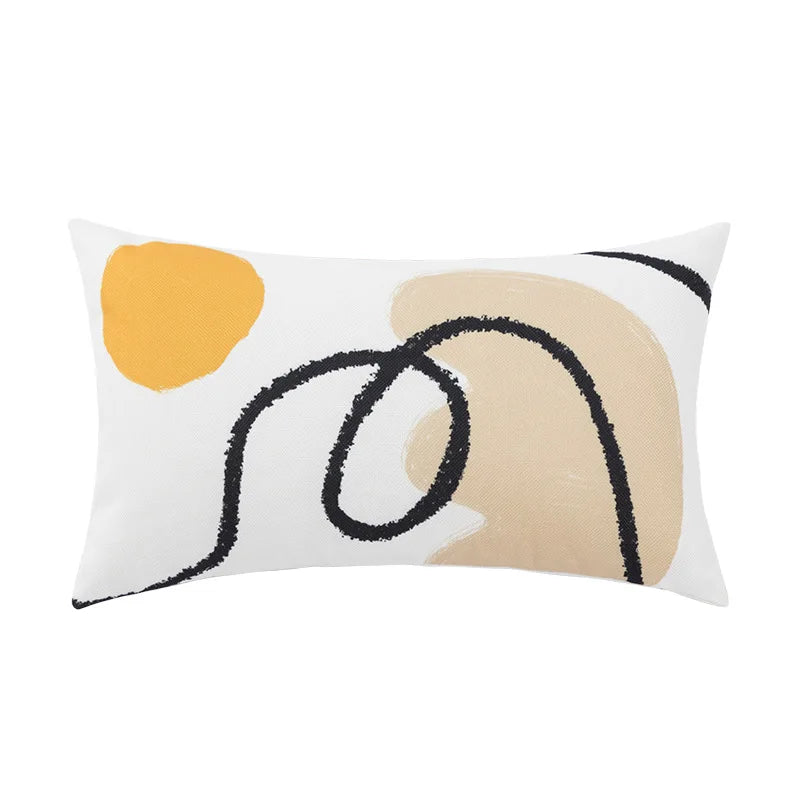 DecorBites™ Abstract Geometric Print Cotton Linen Pillow Cover Nordic Style Decor Pillowcase