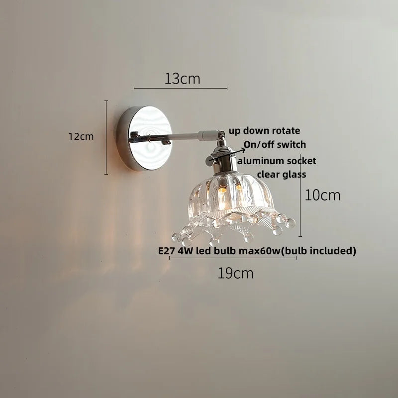 DecorBites™ Clear Glass LED Wall Lamp Pull Chain Switch Modern Up Down Rotatable Stair Light Fixtures