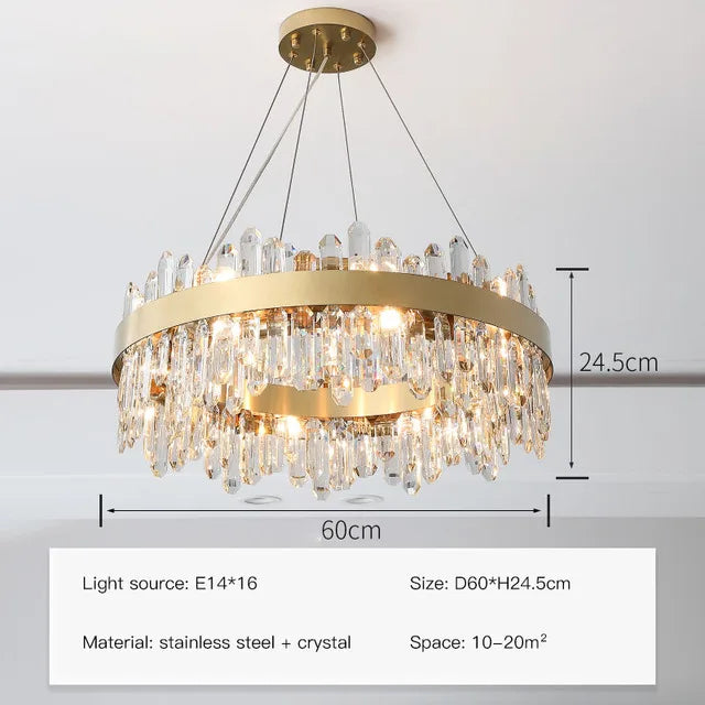 DecorBites™ Crystal Circle Ceiling Chandelier with LED Lighting for Designer Dining Room
