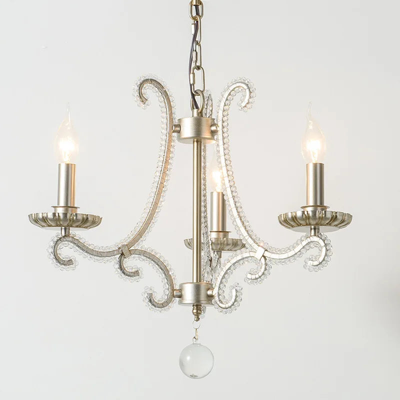 DecorBites™ Crystal LED Chandelier: French Living Room Retro E14 Pendant Light for Home Decor