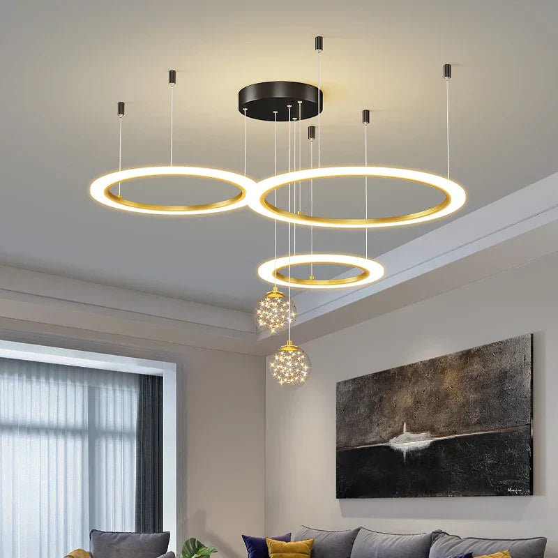 DecorBites™ Circle Ring Pendant Light Chandelier Modern Living Room Bedroom Lamps Ceiling Luminaire