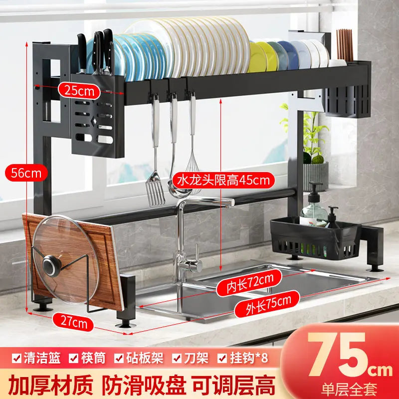 DecorBites™ رف تجفيف الأطباق لحوض المطبخ ومنظم أدوات المائدة ورف تخزين المنضدة