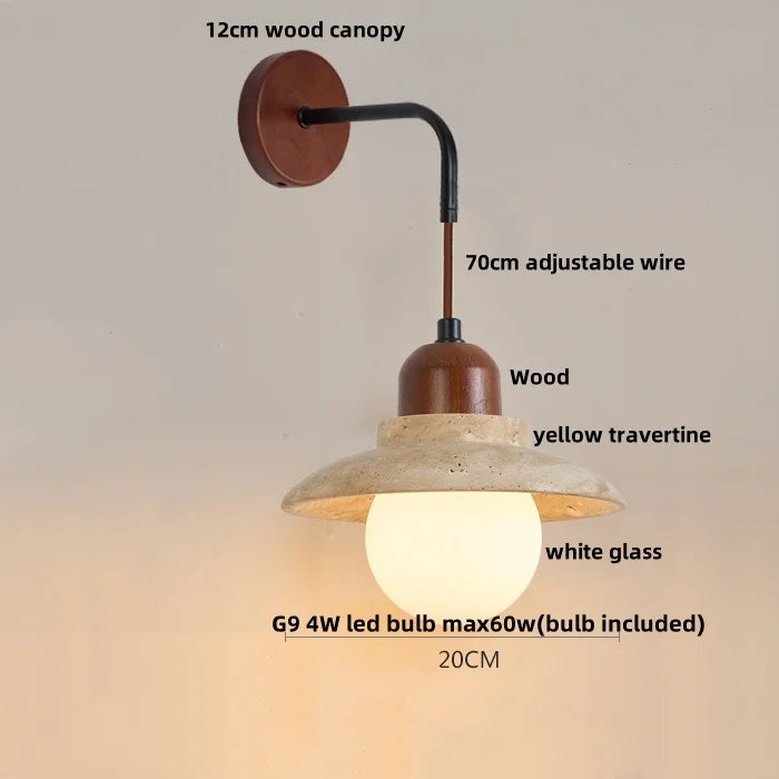 DecorBites™ LED White Glass Wall Light Fixture Modern Pull Chain Switch Bedside Sconce