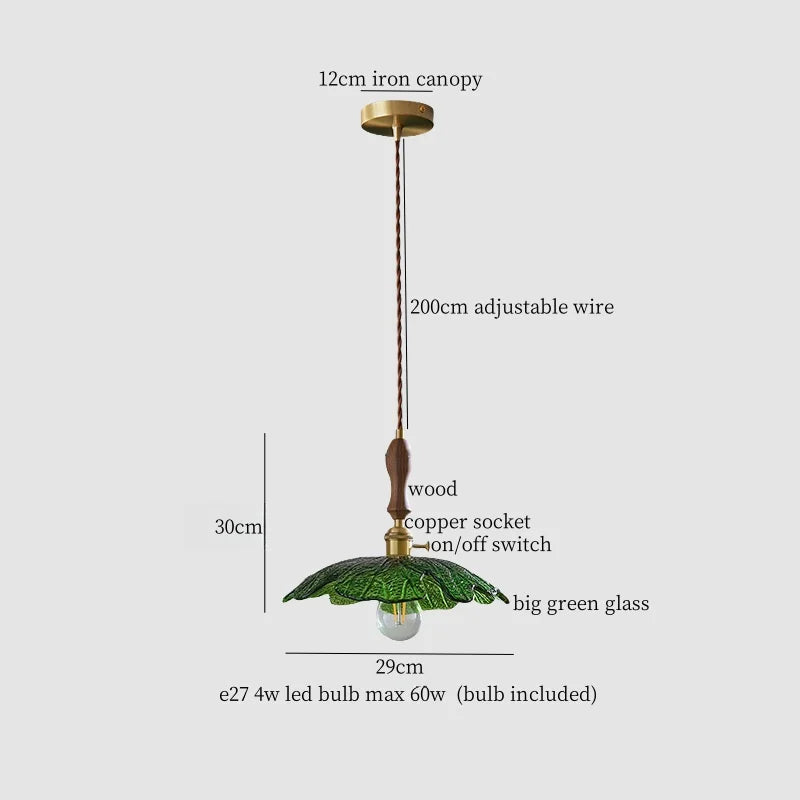 DecorBites™ Copper Wood Glass LED Pendant Lamp - French Minimalist Design for Home Decor