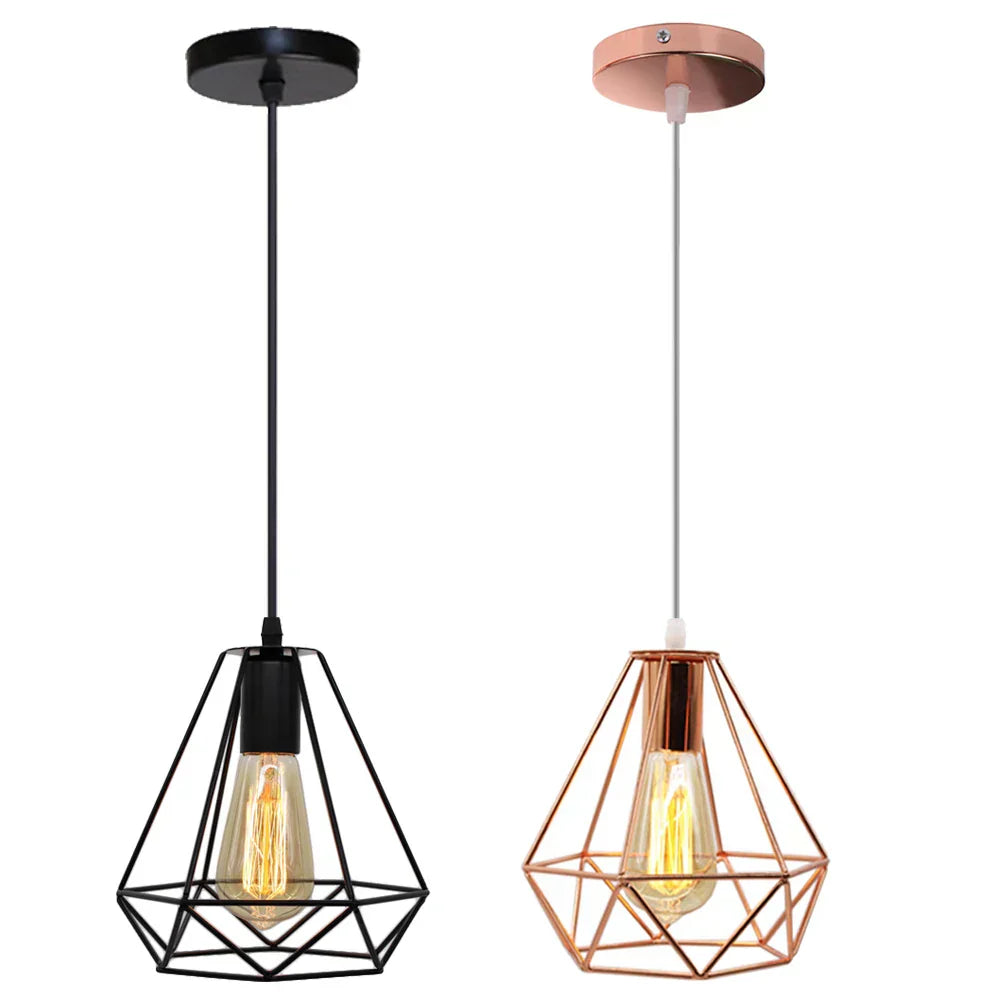 مصباح متدلي بتصميم قفص معدني صناعي من DecorBites™ لإضاءة المنزل