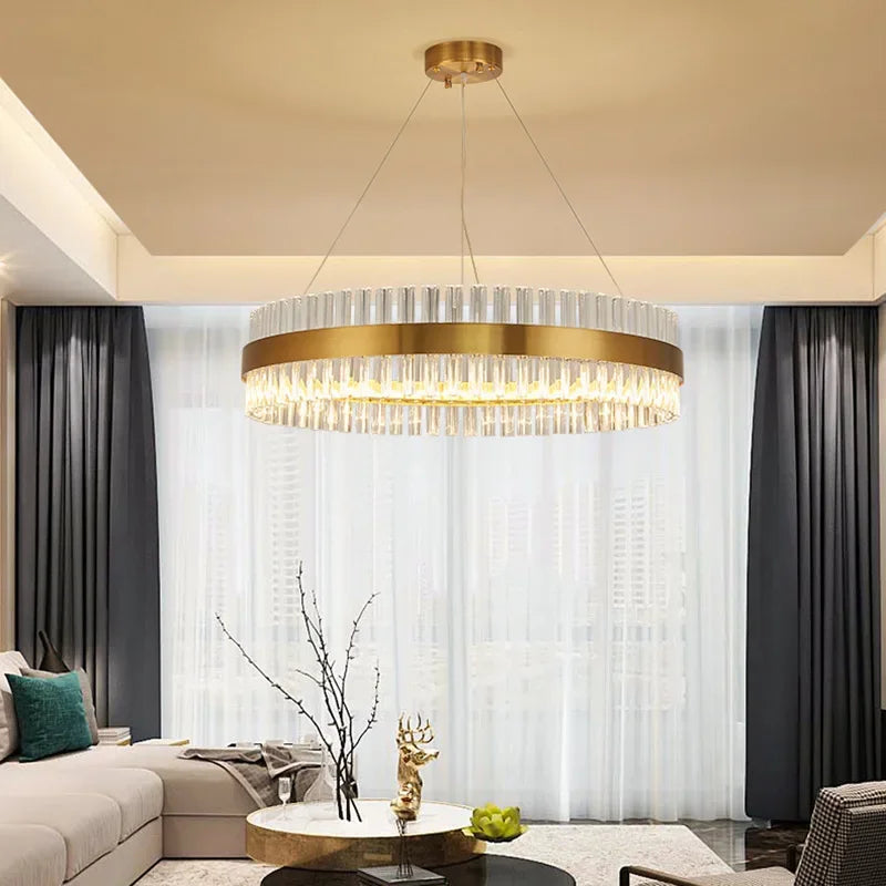 DecorBites™ Crystal LED Ring Chandelier: Modern Home Lighting Fixture