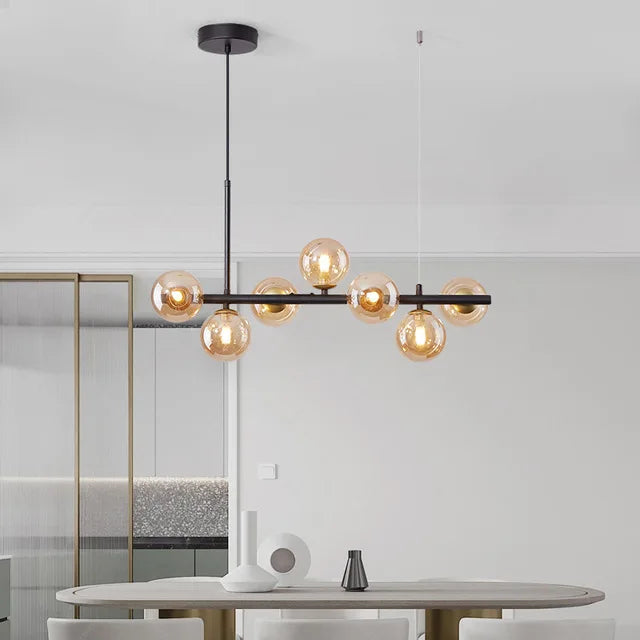مصباح قلادة LED كروي ذهبي من DecorBites™، 11 رأس، تصميم نورديك حديث