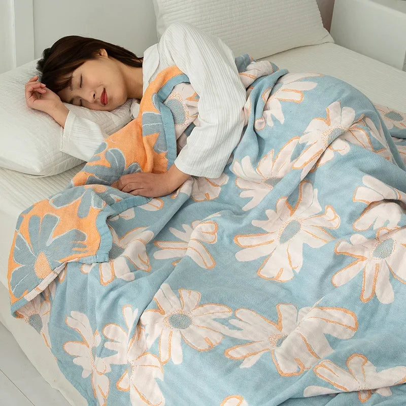 DecorBites™ Cotton Gauze Boho Throw Blanket - Cozy Bedspread & Sofa Cover