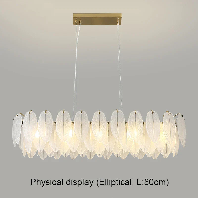 DecorBites™ ثريا ريش ذهبية بإضاءة LED معلقة لديكور المنزل