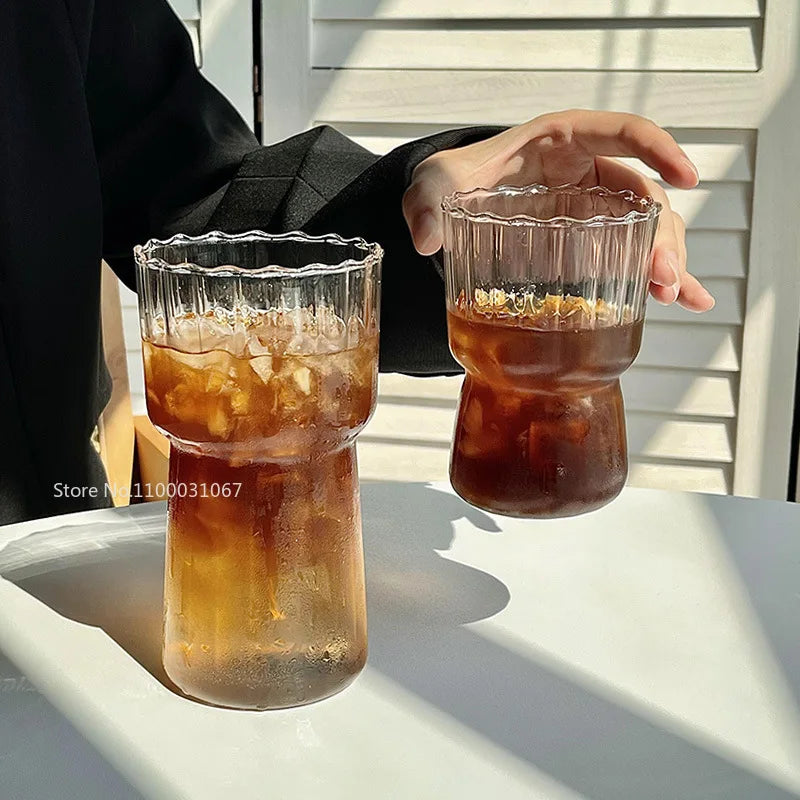 Tasse en verre à rayures résistante à la chaleur DecorBites™ pour la maison et le bureau
