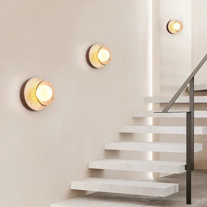 DecorBites™ Cream Style Bedroom Wall Lamp Stone Wood Wabi-sabi Decor G9 Bulb Soft Light