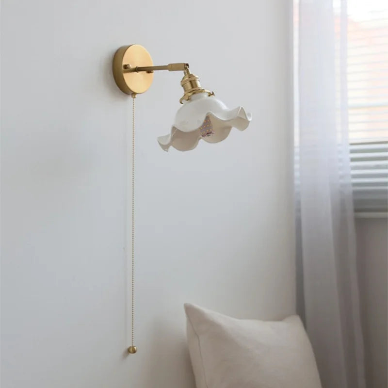 DecorBites™ Ceramic LED Wall Lights with Pull Chain Switch for Bathroom Mirror