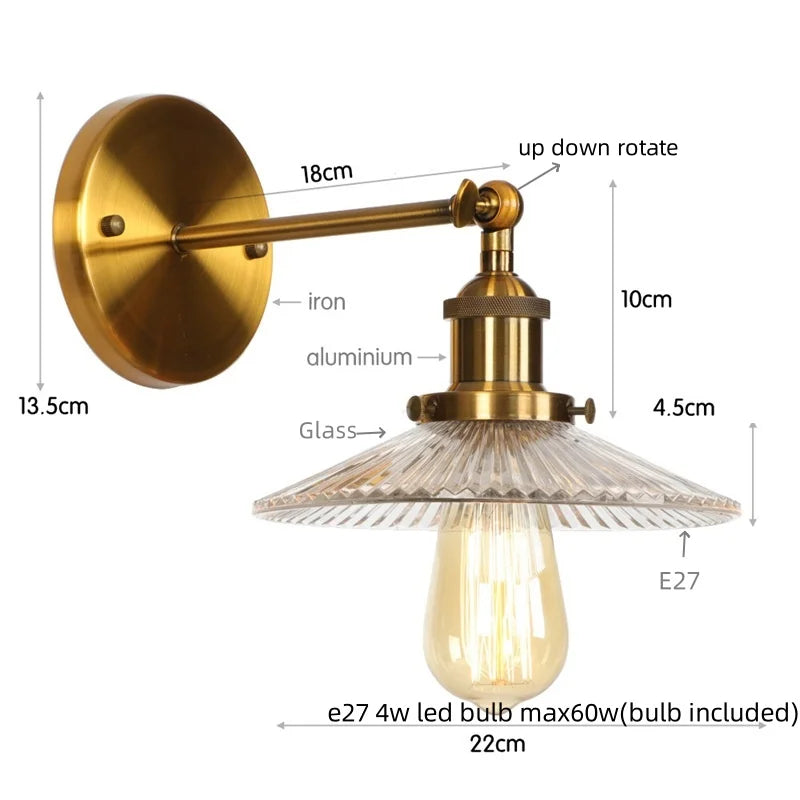 مصابيح حائط LED صناعية لوفت من DecorBites™ لغرفة النوم، مصباح درج بقابس