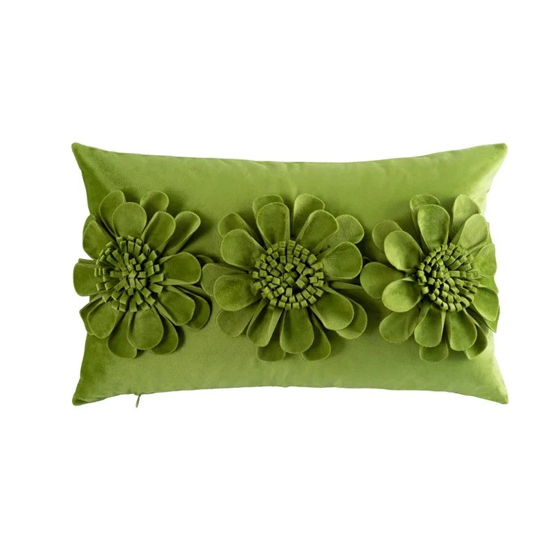 غطاء وسادة ديكور بايتس™ Green Flower لمقعد السيارة والأريكة، ديكور منزلي، وسادة مربعة
