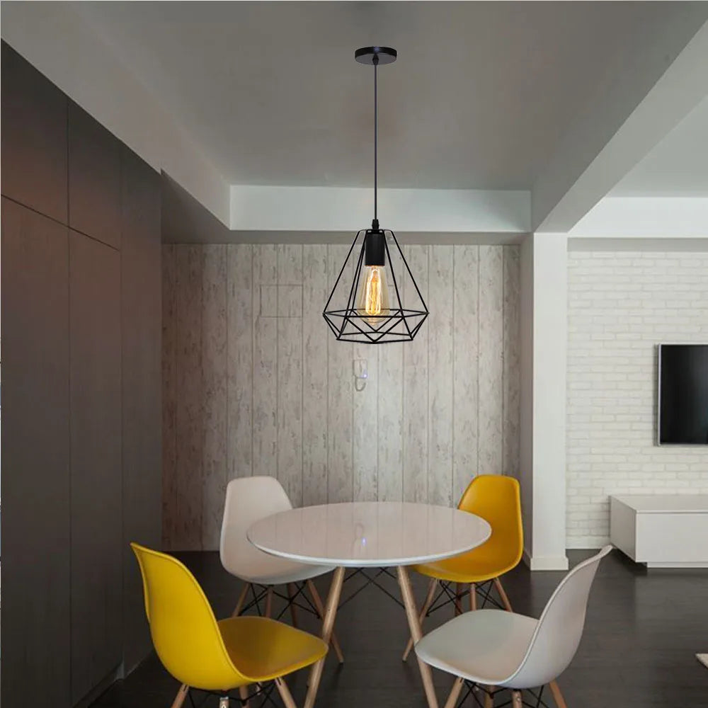 مصباح متدلي بتصميم قفص معدني صناعي من DecorBites™ لإضاءة المنزل