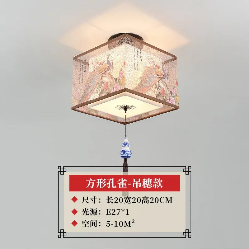 ثريا سقف صينية من DecorBites™ Lotus، مصباح ممر بسيط، إضاءة LED للوحات