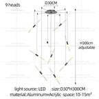 Modern Black Multi-Light Stairwell Pendant Light