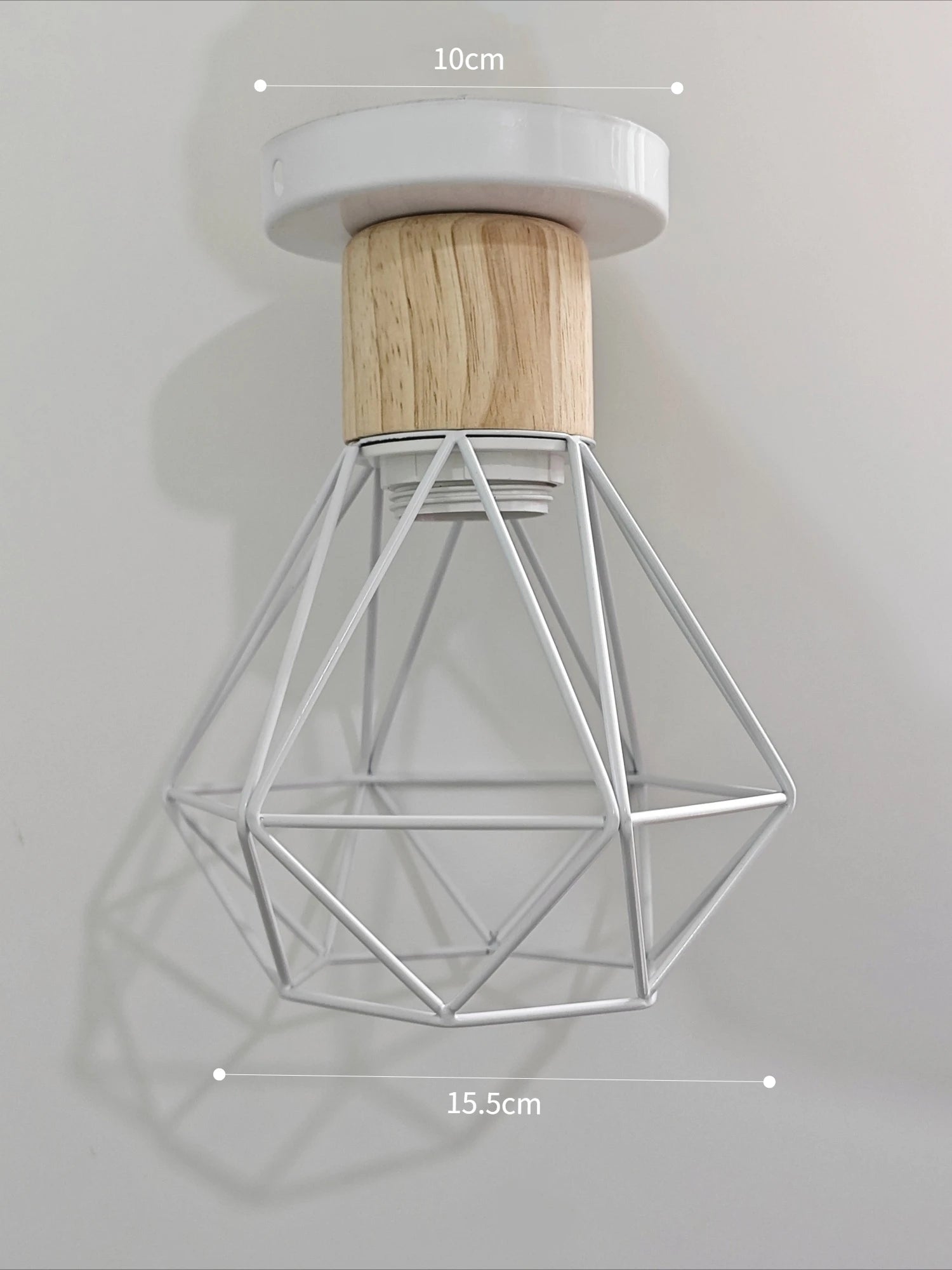 Vintage Black Wood and Iron Cage Pendant Light