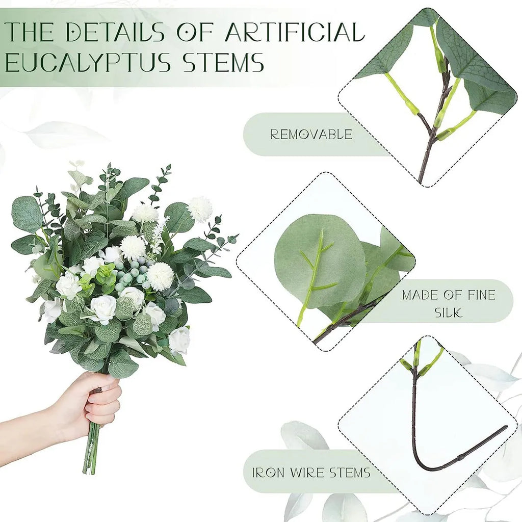DecorBites™ 30pcs Artificial Flower Plants Green Stem Combo for DIY Bouquet & Event Decor