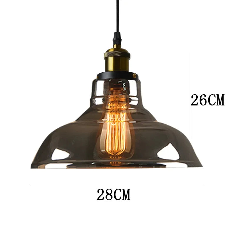Retro Industrial Gray Glass Pendant Light