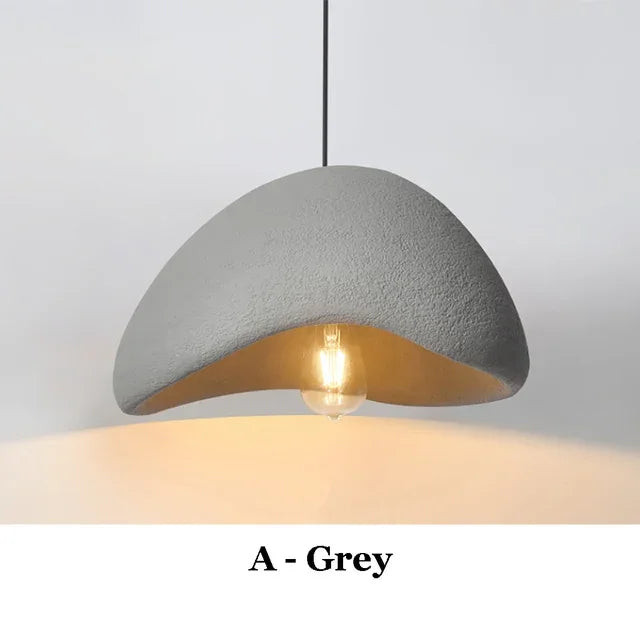 Nordic Wabi-Sabi White Or Gray Sculptural Pendant Light