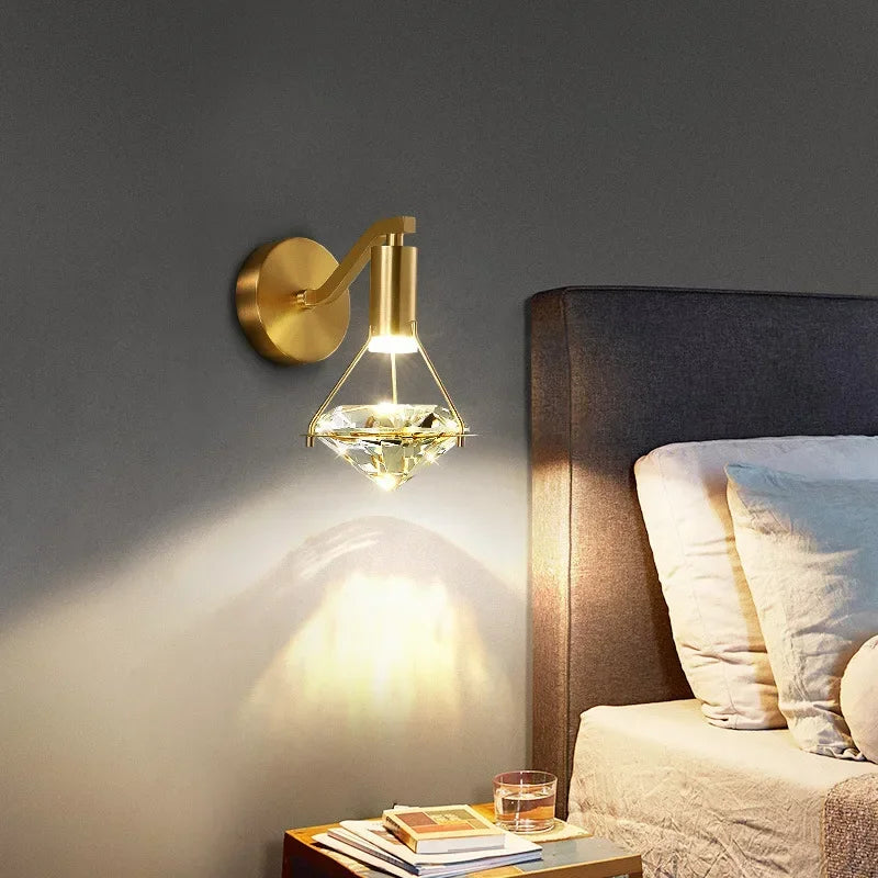 DecorBites™ Diamond Crystal Wall Lamp Luxury Nordic Modern Living Room Lighting
