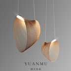 Italian Wabi-Sabi Wood Pendant Light in Yellow Iron