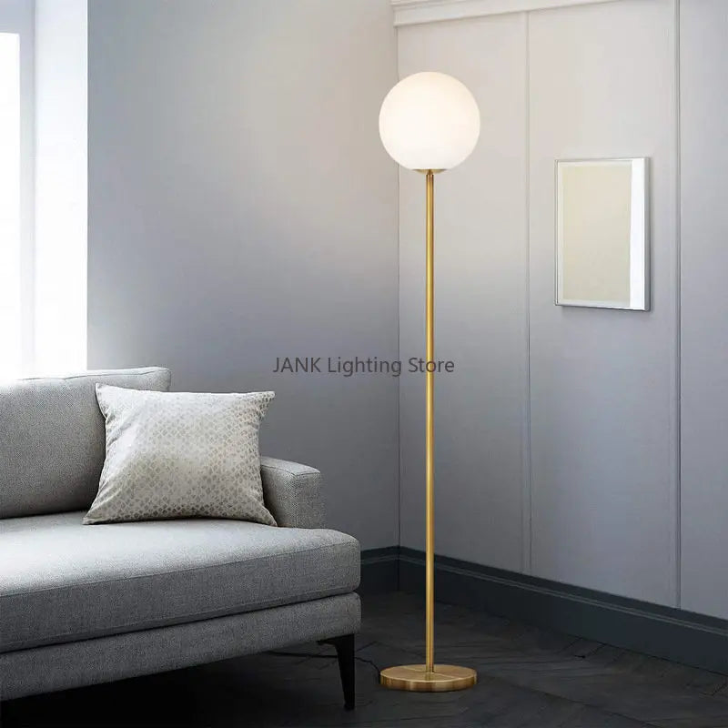 DecorBites™ Glass Ball Metal Floor Lamp - LED Lighting for Bedroom and Study