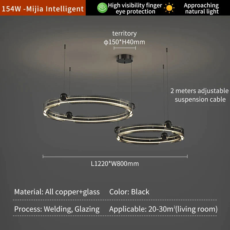 DecorBites™ ثريا غرفة المعيشة الدائرية الفاخرة ذات الإضاءة الخفيفة LED
