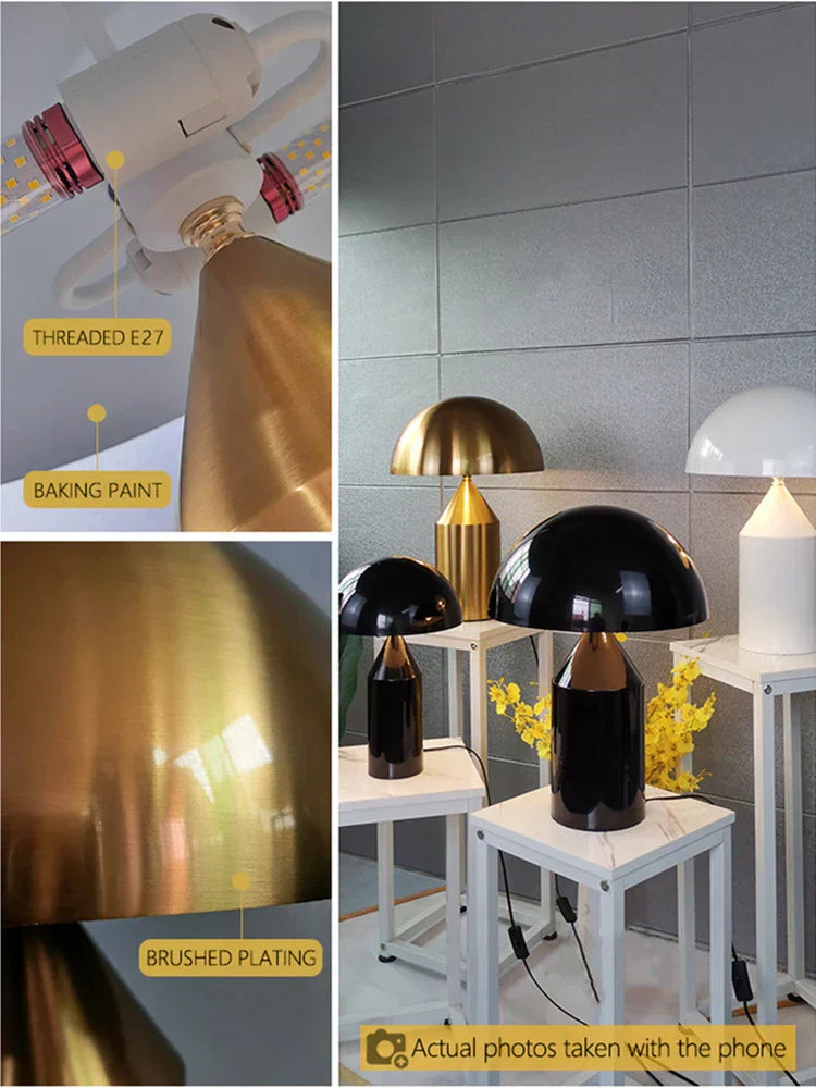DecorBites™ Golden Mushroom LED Desk Lamp for Home Decoration & Reading