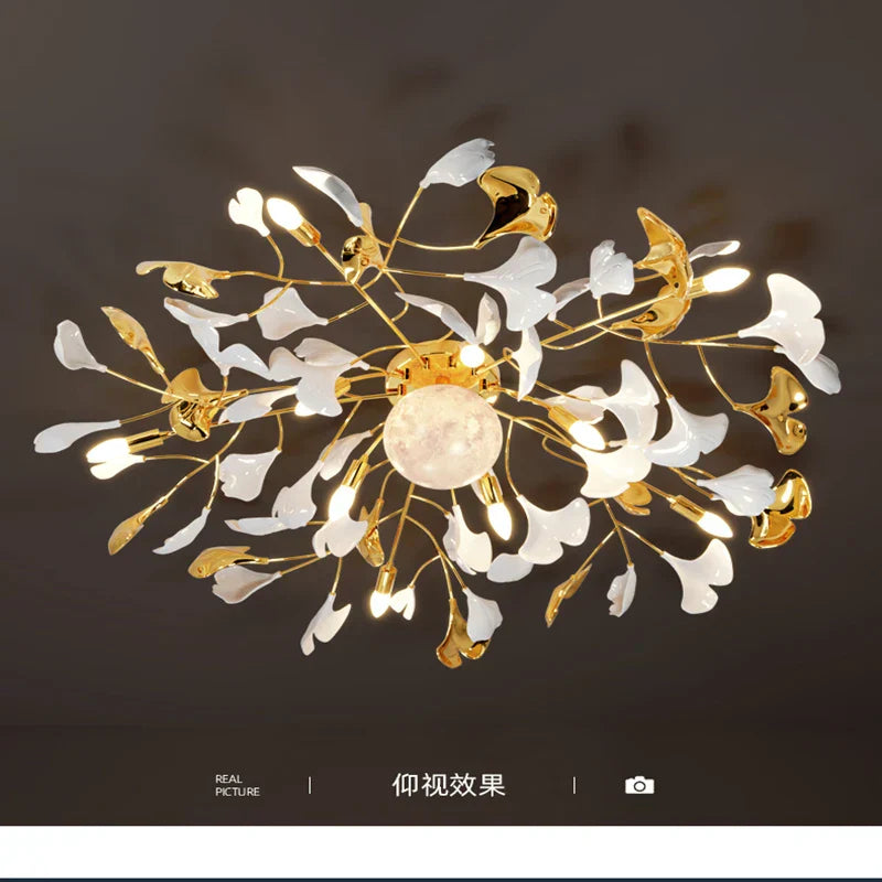 DecorBites™ Ginkgo Leaf Acrylic Metal LED Ceiling Chandelier for Home Living Room