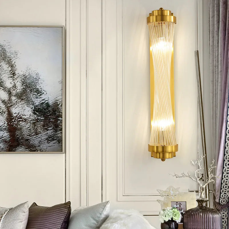 DecorBites™ Crystal Wall Sconce Lamp for Living Room Bedside Decor Glass Gold Lighting
