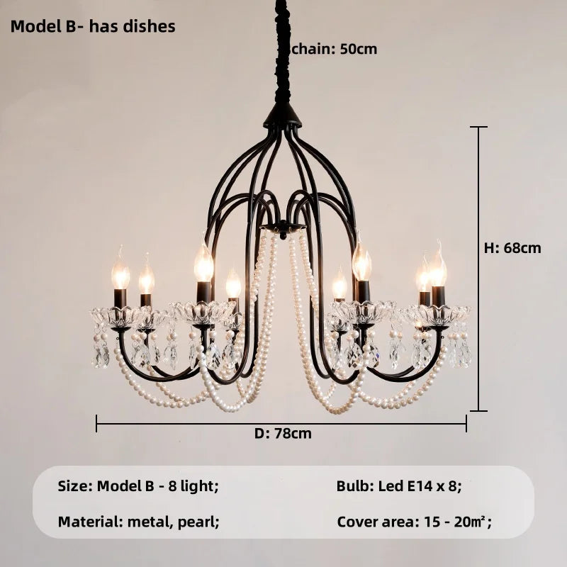 DecorBites™ Elegant Black Crystal Chandelier Pendant Light for Living Room