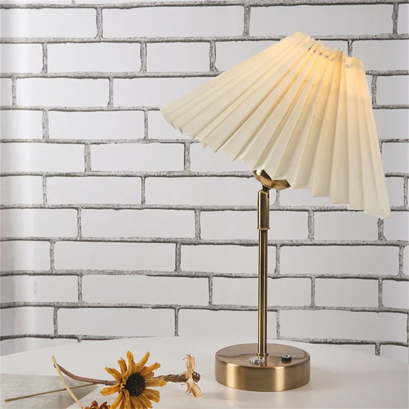 Adjustable Pleated Table Lamp Nordic Retro LED Desk Light for Living Room Bedroom by DecorBites™