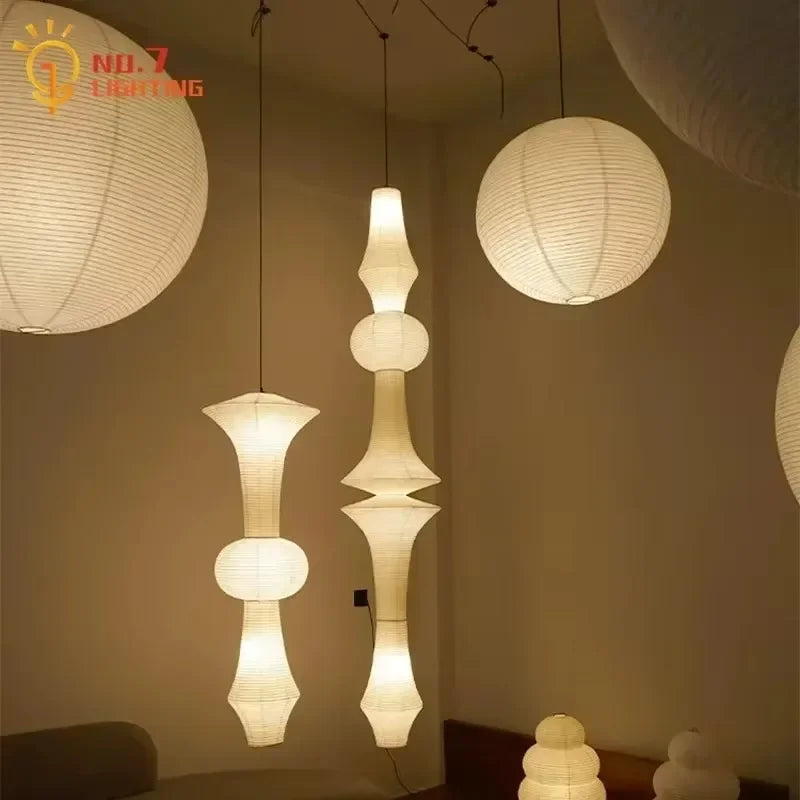 DecorBites™ مصباح معلق ياباني وابي سابي LED E27 سقف ورق الأرز معلق من نوجوتشي أكاري